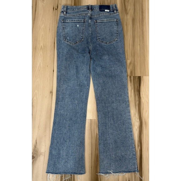 Daze Women's 27 Hug Jeans High Rise Cropped Boot Leg Distressed Raw Hem Stretch - Picture 9 of 10